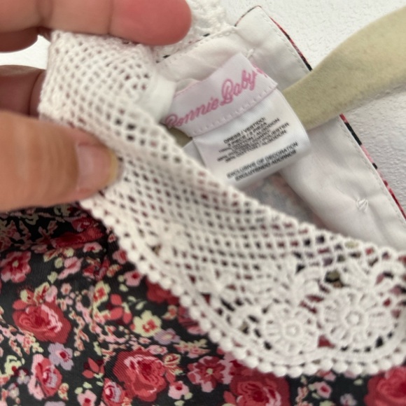 NWT Red and Pink Floral Babydoll Dress with Puff Sleeves. Bonnie Jean 18mo - Picture 3 of 5